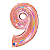 Balão Numero 9 Rose Glitter Holografico 40'' 102cm Grabo - Imagem 1