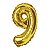 Balão Metalizado Numero 9 Dourado 16''41cm Foil Balloon - Imagem 1