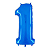 Balão Metalizado Numero 1 Azul 14" 36cm Grabo - Imagem 1