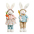 Casal Coelhos Decorativos Jardineiros Páscoa Cenoura - Imagem 1