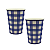 Copo Papel Xadrez Azul Royal 250ml 8Un Festa Junina - Imagem 1