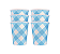 Copos de Papel Xadrez Vichy Azul Claro 240ml 8Un - Imagem 1