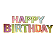 Faixa Decorativa Happy Birthday Aniversário Colorida Borda Dourada - Imagem 1