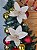Enfeite Decorativo Poinsetia Natal Bege C/ Fios Dourados 1Un - Imagem 3