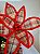 Galho Poinsetia Juta Xadrez Vermelho Decoração Natal 1Un - Imagem 3