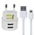 Cabo Carregador Usb Com 2 Saídas e Conector V8 1 Metro - Imagem 1