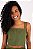 TOP CROPPED MARIA CLARA FIT CREPE VERDE MILITAR - Imagem 1