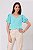 BLUSA CREPE MANGA CURTA AZUL TURQUESA RAVENA - Imagem 1