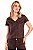 BLUSA MANGA CURTA DECOTE V SUEDE MARROM MARIAH - Imagem 3