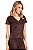 BLUSA MANGA CURTA DECOTE V SUEDE MARROM MARIAH - Imagem 5