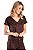 BLUSA MANGA CURTA DECOTE V SUEDE MARROM MARIAH - Imagem 7
