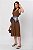 VESTIDO MIDI LINEN FLORA MARROM - Imagem 3