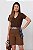 T-Shirt Decote V Cotton Prime Marrom Feminina - Imagem 1