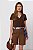 T-Shirt Decote V Cotton Prime Marrom Feminina - Imagem 5