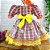 Vestido de festa junina infantil xadrez vermelho e amarelo - Imagem 4