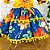 Vestido de festa junina infantil azul e amarelo floral com pompom - Imagem 4