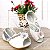 Sandália infantil branca peep toe com flor tamanho 20 - Imagem 1