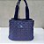 Bolsa Tote Com 3 Divisórias Jeans Azul Bordado Corações - Imagem 1