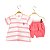 Conjunto Bebê Menina Camiseta Listrada e Shorts Moranguinho - Imagem 1
