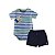 Conjunto Bebê Menino Body Listrado Ursinhos e Shorts com Botões - Imagem 1