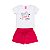 Conjunto Menina T-Shirt Branca Flamingo e Shorts - Imagem 1