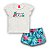 Conjunto Menina T-Shirt Branca e Shorts Florido - Imagem 1