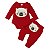 Conjunto Bebê Menino Body e Calça Vermelho Aplique Ursinho - Imagem 1