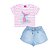 Conjunto infantil menina Cropped Sereia Shorts Chambray - Imagem 1