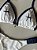 Cortininha 018 com bojo removível off white e detalhes marinho com bordado signo Peixes - Imagem 7