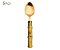 CJ 6 COLHERES DE SOBREMESA DOURADO COM CABO DE PLÁSTICO BAMBU - Imagem 1