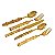 FAQUEIRO COM 5 PEÇAS DE INOX DOURADO E BAMBU NATURAL - Imagem 1