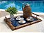 BANDEJA LUCIANA RETANGULAR COM ALÇA BAMBU NATURAL/PALHA AZUL/VIDRO - Imagem 3