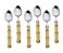 CJ DE 6 COLHERES P/ CHA DE AÇO INOX C/ CABO DE PLASTICO BAMBU - 17CM - Imagem 1