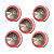 kit 5 Botão Neo Otis Côncavo Espelhado Led Vermelho 4 Vias - Imagem 1