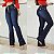 Calça Jeans Feminina Flare Cós Alto Botões Detalhes Barra Premium - Imagem 1