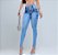 Calça Jeans Feminina Cós Alto Detalhes Furinhos Modeladora - Imagem 1