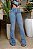 Calça Jeans Feminina Flare Boca De Sino Cós Largo Elastico Na Cintura - Imagem 1