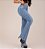 Calça Jeans Feminina Flare Elastico Na Cintura Cós Largo Botões - Imagem 2