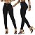 Calça Jeans Feminina Preta Lycra Elastico Na Cintura Modela Valoriza As Curvas Linda - Imagem 3