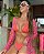 Biquini Cortininha Dupla face Resort - Onça Pink Com laranja - Imagem 1