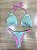 Biquini Cortininha Dupla Face Trilobal - Verde Menta com Rosa - Imagem 3