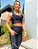Conjunto fitness aveludado com bolso (preto branco) - Imagem 2
