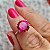 Anel Solitário Rubi Rosa 8 MM de Prata 925 - Imagem 4