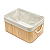 Caixa Cesto Organizador em Bambu Natural Tecido Linho e Corda 24x14x12cm Retangular Organização Casa - Imagem 1