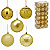 Conjunto 18 Bolas Arvore Natal 6cm Brilhante Fosco Glitter Relevo Enfeite Natalino Premium Dourado - Imagem 1