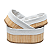 Conjunto 3 Cesto Bambu Natural Forro Linho Oval Caixa Organizadora Multiuso Decoracao - Imagem 1