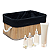 Caixa Cesto Organizador Bambu Natural Tecido Linho Preto e Corda 32x22x16cm Retangular Organização Casa - Imagem 1
