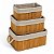 Kit 3 Cesto Organizador Bambu Natural Retangular Forro Linho Multiuso Caixa Armazenamento - Imagem 1