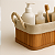 Kit 3 Cesto Organizador Bambu Natural Retangular Forro Linho Multiuso Caixa Armazenamento - Imagem 2