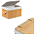 Conjunto 3 Caixa Cesto Organizador Retangular Bambu Tampa Tecido Linho Alças 39 36 33cm Decoração Casa Premium - Imagem 3